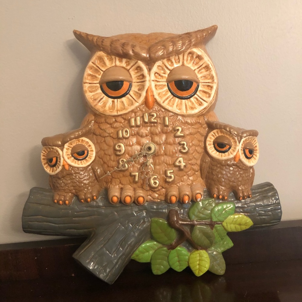 Vintage Ceramic Owl Clock Sittre Ceramics